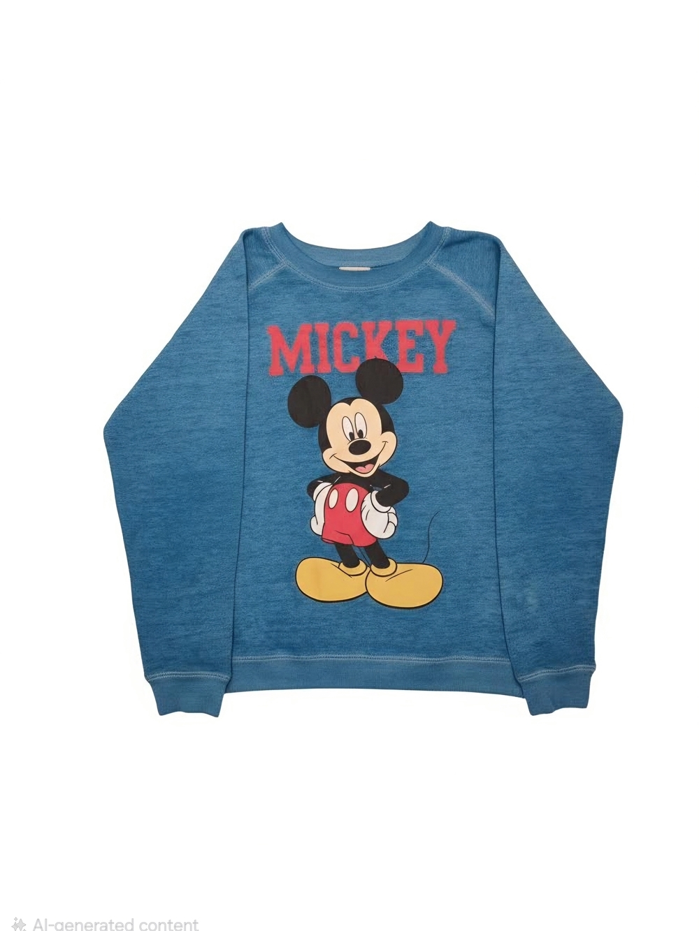 Disney Blue Mickey Mouse Sweatshirt with Red and Yellow Accents Size Medium 7/9